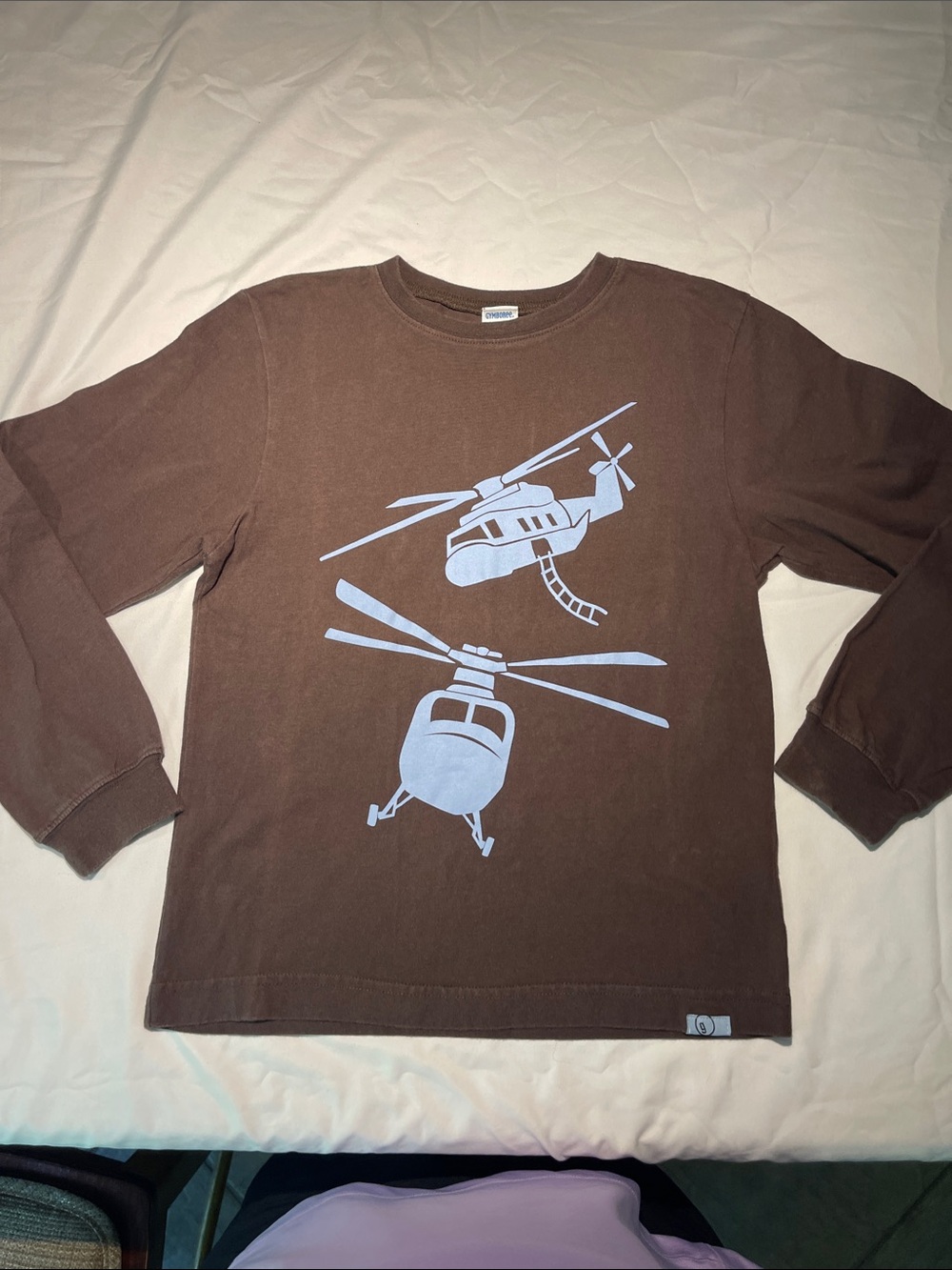 Gymboree Brown Long-Sleeve Tee with Light Blue Helicopter Graphic
